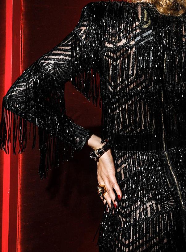 Black Crystal Fringe Sequin Evening  Dress